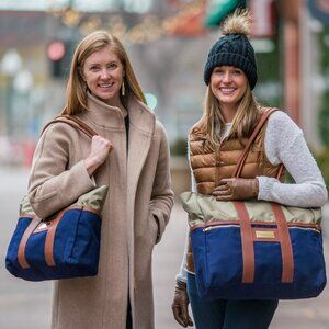 Sword & Plough Signature Tote Bag Blue and Tan w/Leather Made In USA-Like New